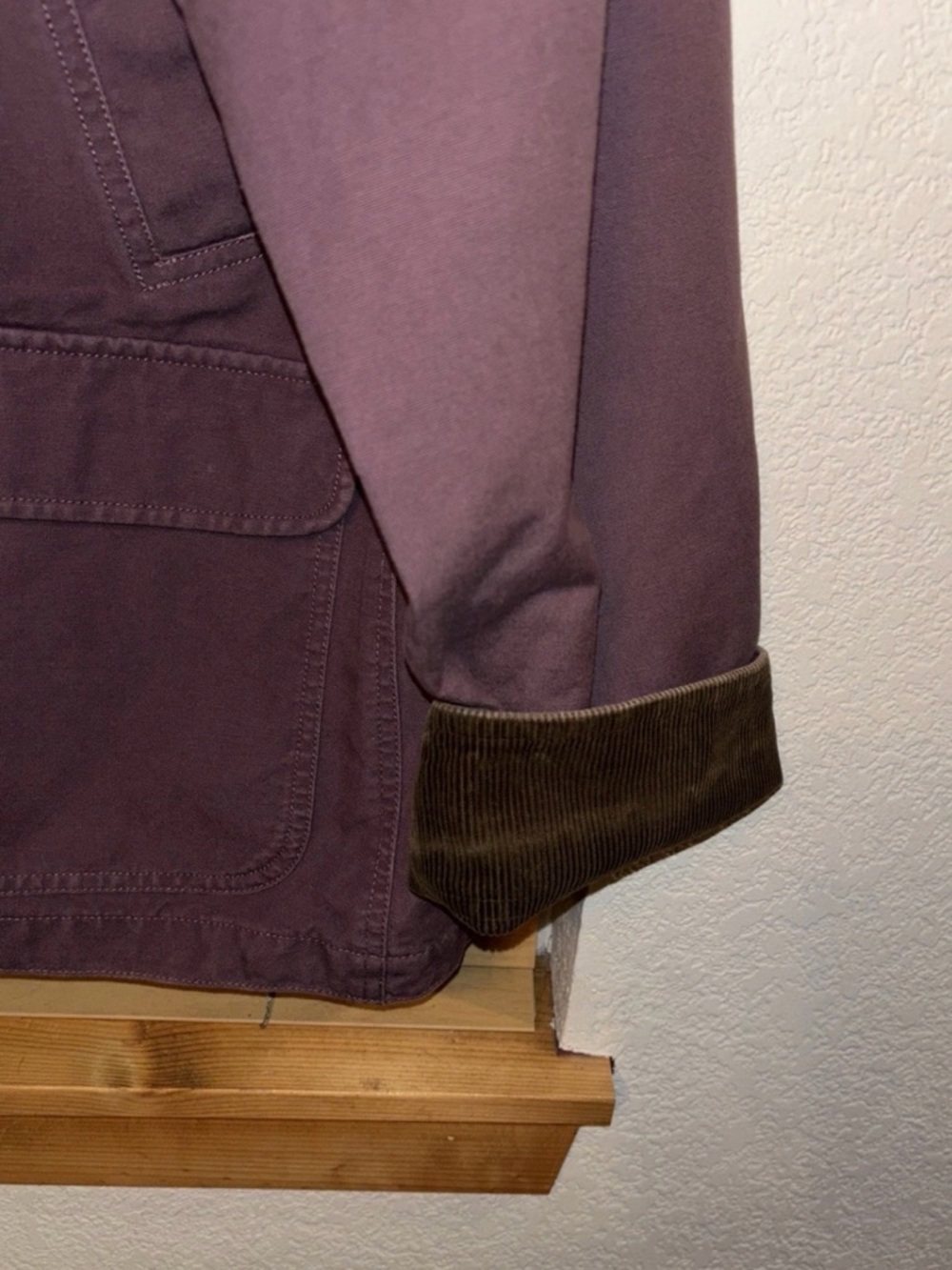 L.L. Bean Women's Plum Utility Jacket with Brown Corduroy Collar - Picture 3 of 6